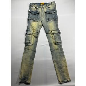 GFTD LA Men's Skinny Fit Warren Cargo Stretch Denim Jeans - Size 30 (29x32.5)